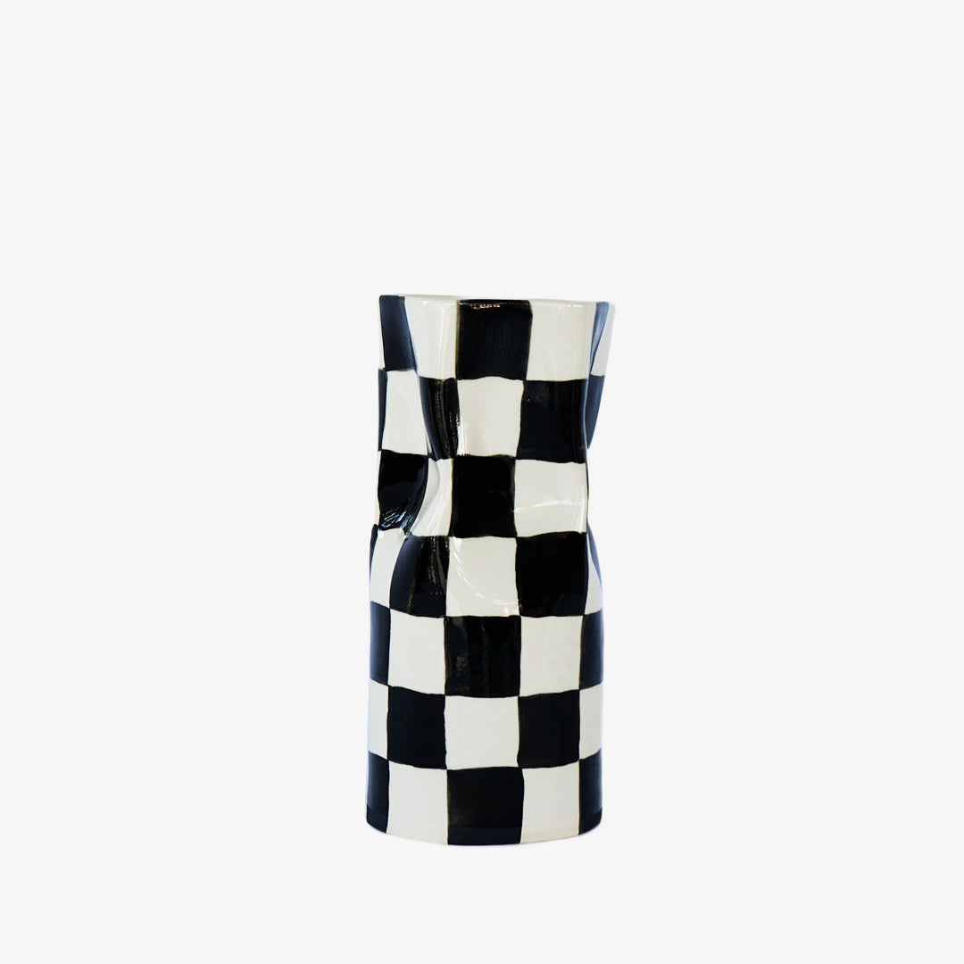 Ceramic Checkered Vase - Medium