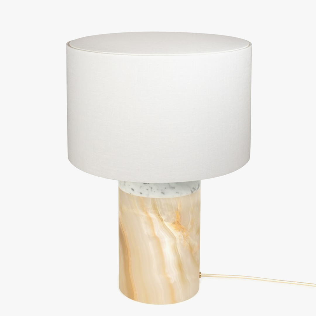 Carrara Marble & Onyx Pillar Lamp