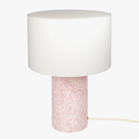 Ivory & Pink Pillar Lamp