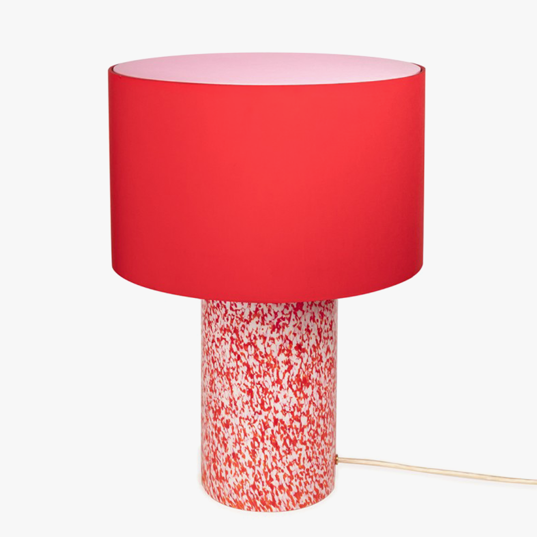 Red & Ivory Pillar Lamp